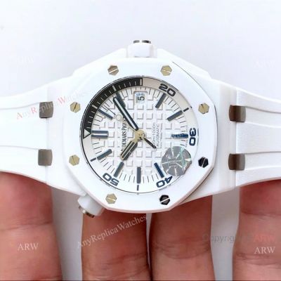JF Factory Replica Audemars Piguet Diver's Watch - Swiss 3120 - White Ceramic Case